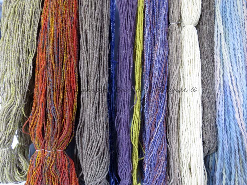 100% Babydoll Southdown yarn examples I've spun.
